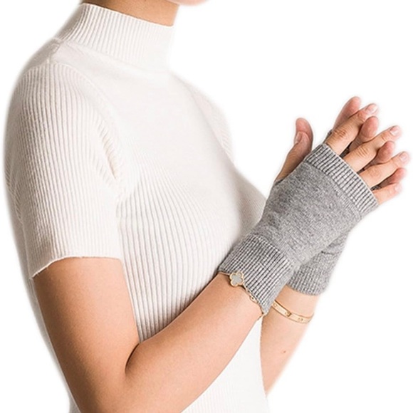 Lightweight Half Fingerless Mittens Thumb Hole Warm Gloves for Women (BLACK) - Picture 2 of 7